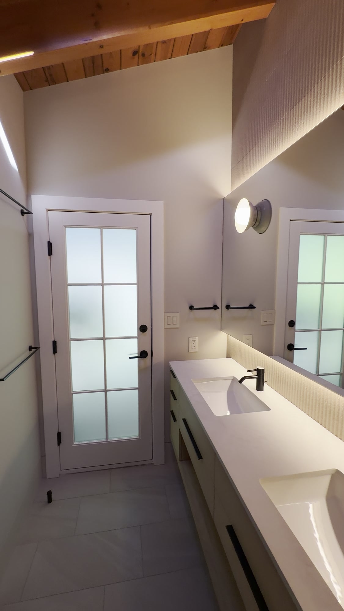 Painting Division, Atherton residence bathroom with glass door and cove lighting