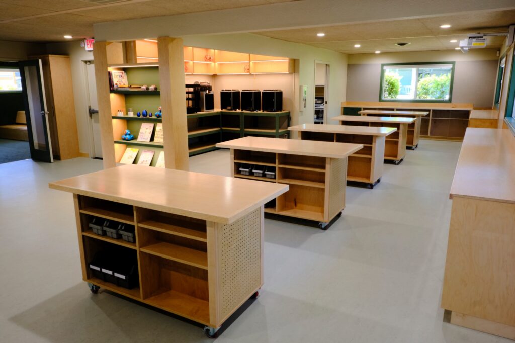 VCC Ranch House, classroom islands and shelving